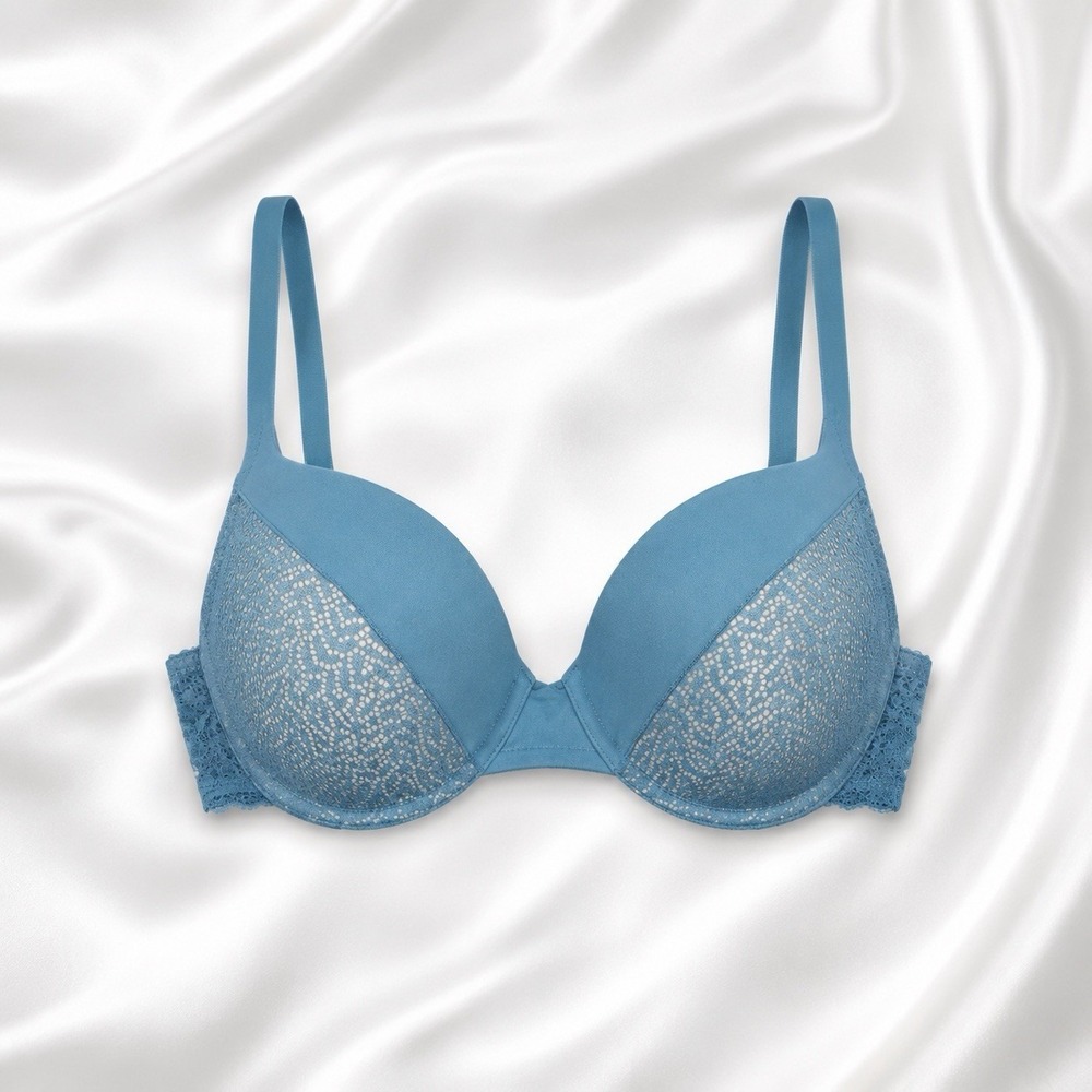 Victoria's Secret Body By Victoria Perfect Shape Bra Underwire Plunge Teal 34D